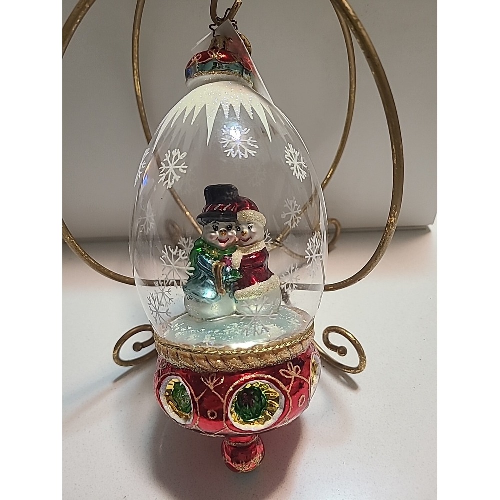 Christopher Radko Sweethearts In‎ The Snow Glass Christmas Ornament Globe 7.5"